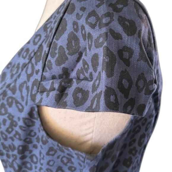 BB Dakota Women's Dress Blue Black Animal Print Bodycon Back Zipper Size 8 NWOT - Picture 7 of 12